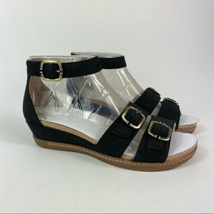 NEW! Dansko Astrid Wedge Comfort Sandals Ankle strap black leather